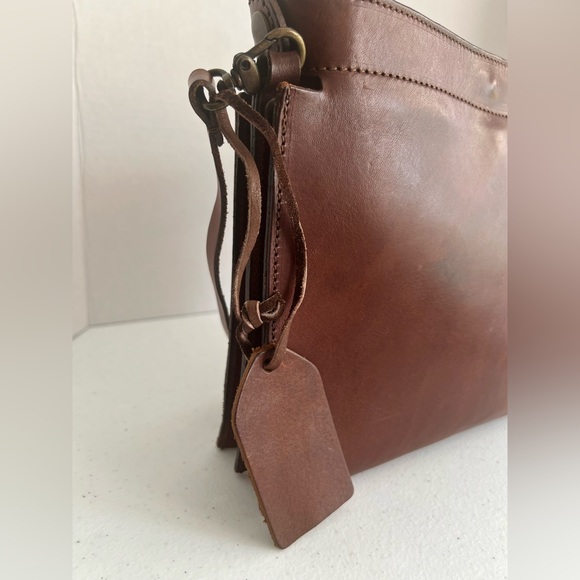 Made in Italy Leather Crossbody Bag Brown Turn-Lock Triple-Gusset Vintage - Picture 5 of 15